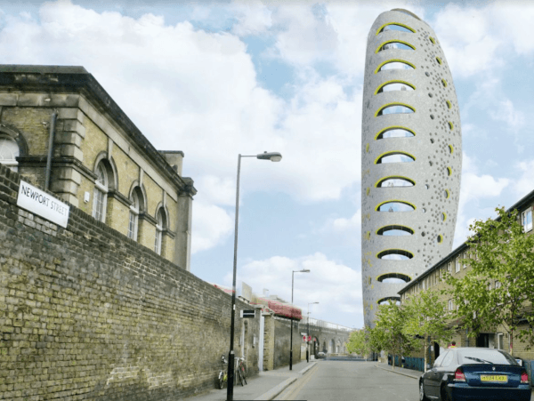 The Beacon tour Alien Phallus Londres Vauxhall Royaume-Uni building projet Will Alsop architecte appartements 