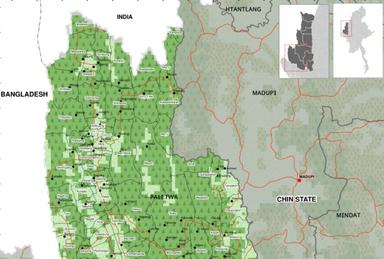 La carte du Myanmar information management unit pour la région autour de Paletwa et Madupi, dans le Chin, en Birmanie