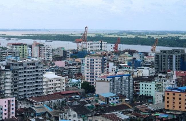 Immeubles a Yangon en Birmanie