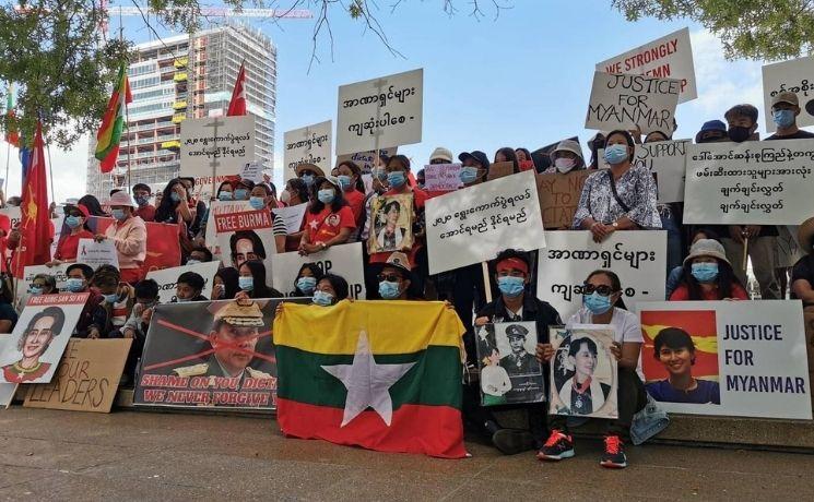 birmanie auckland protest