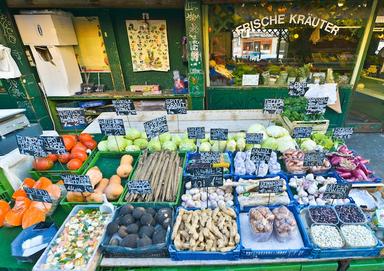 Un étal d'un des plus célèbres marchés de Vienne