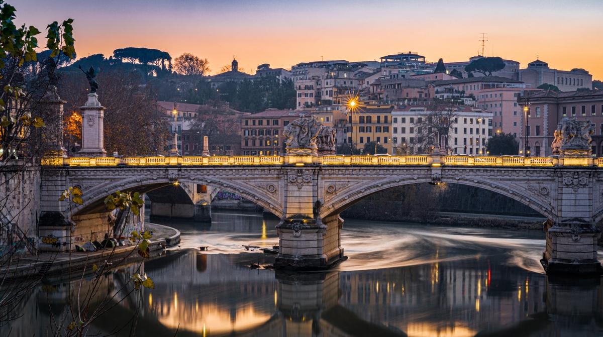 Vue sur le Tibre, le fleuve de Rome