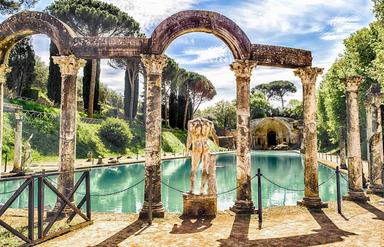 Vue sur la villa d'Hadrien à Tivoli