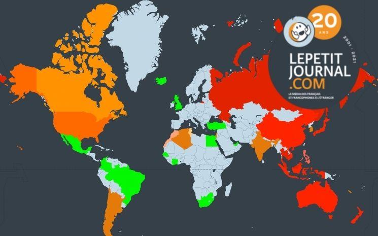 Carte des conditions d'entrée des expatriés français dans le monde