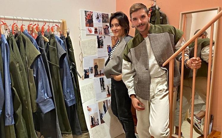 Karine Biais et Gaetano Achille dans un magasin de mode