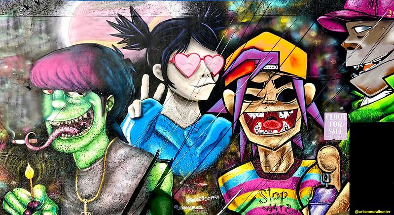 Fresque des personnages du groupe Gorillaz 