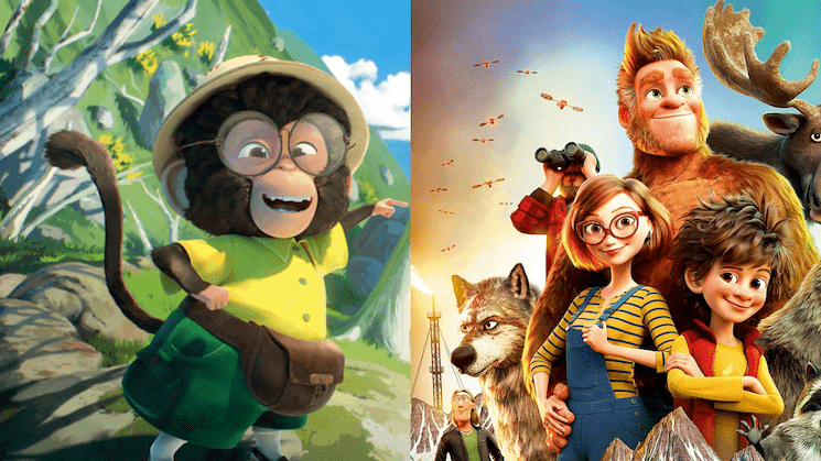 Des images des films d'animation le Tour du monde en 80 jours et Bigfoot Family