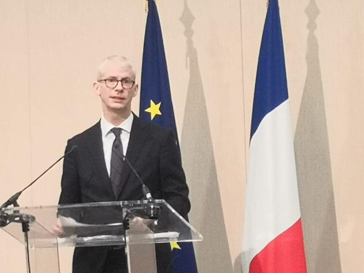 Franck Riester en conférence de presse au ministère des Affaires étrangères