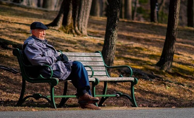 homme âgé assis sur un banc dans un parc