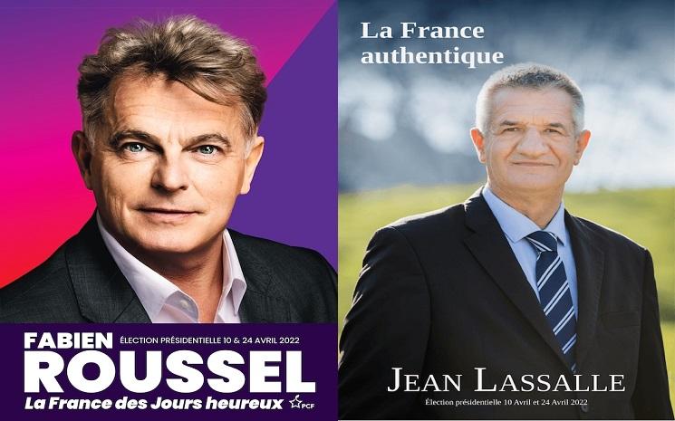 Fabien Roussel et Jean Lassalle affiches présidentielles