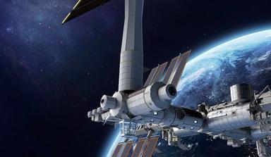 une station spatiale et la planète terre