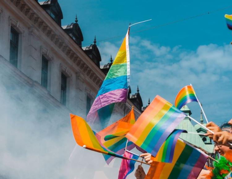 Des drapeaux LGBTQI+ lors de la pride 2022