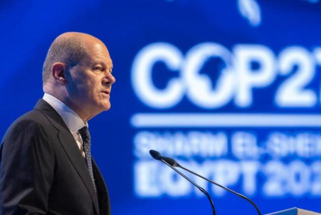 Olaf Scholz durant son discours à la COP27