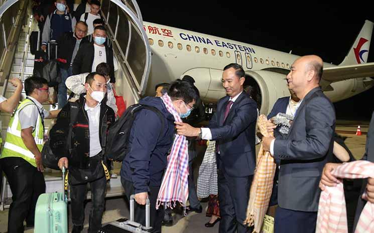 Arrivée de touristes chinois à Siemreap