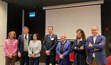 presentation du 1er barometre CCI avec Sara Bieger, Alexandre de Palmas, Margarita López-Acosta, Stéphane Vojetta, Jean-Michel Casa, Ester García Cosín et David Cabero.