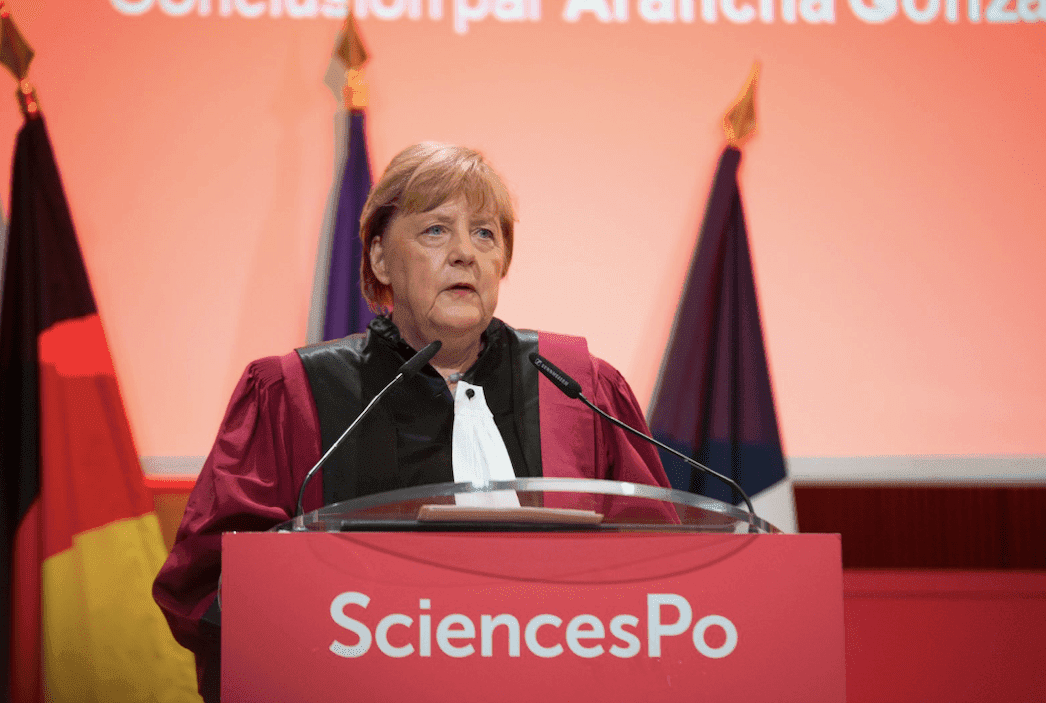 Angela Merkel à Sciences Po © Twitter @sciencespo