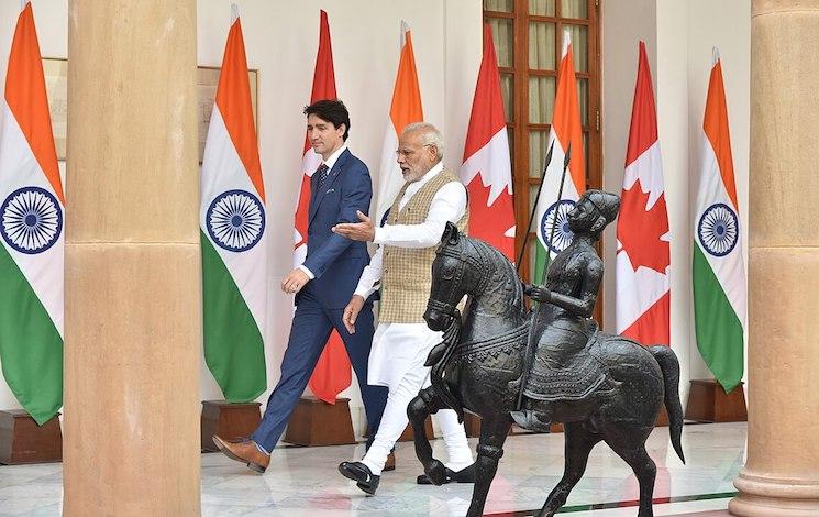 Narendra Modi et Justin Trudeau en 2018