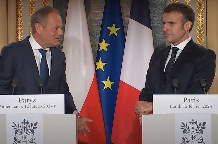 Capture Macron Tusk Paris 12 février