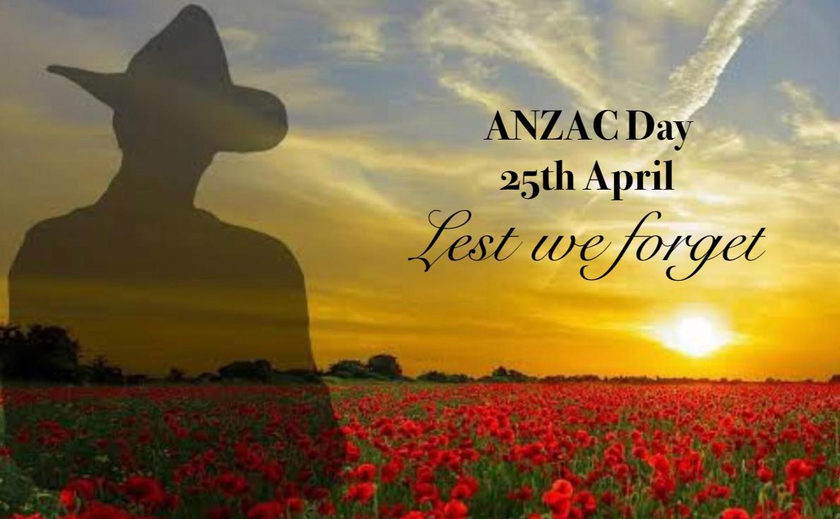 ANZAC Day 25th April Lest We Forget