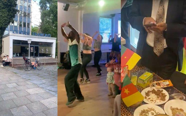 de gauche à droite, centre francais de berlin, atelier de danse, stand du Cameroun.