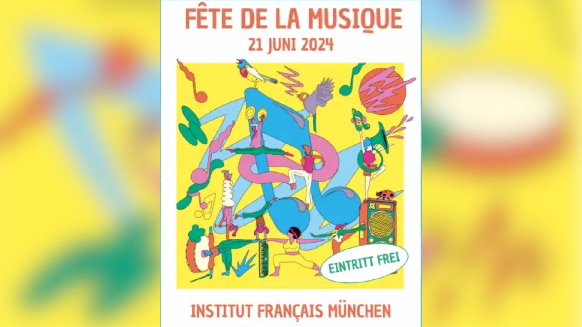 Affiche colorée pour la fête de la musique de l'institut français de Munich