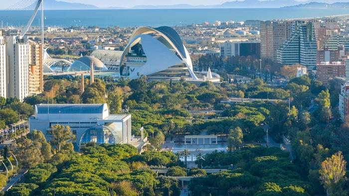 vue de valenciam, capitale verte européenne, avec le cuitat de les arts et les arbres