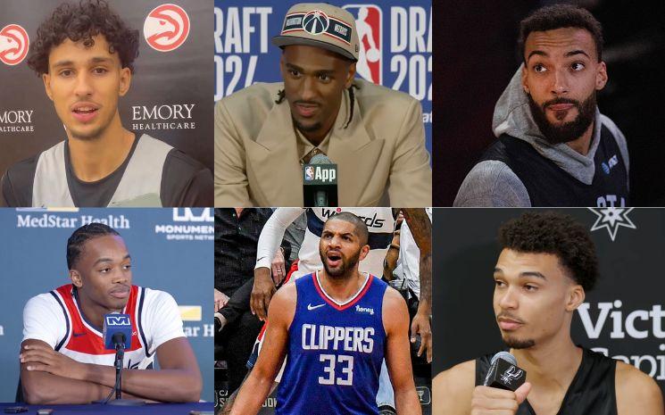 Zaccharie Risacher, Alexandre Sarr, Rudy Gobert, Bilal Coulibaly, Nicolas Batum et Victor Wembanyama