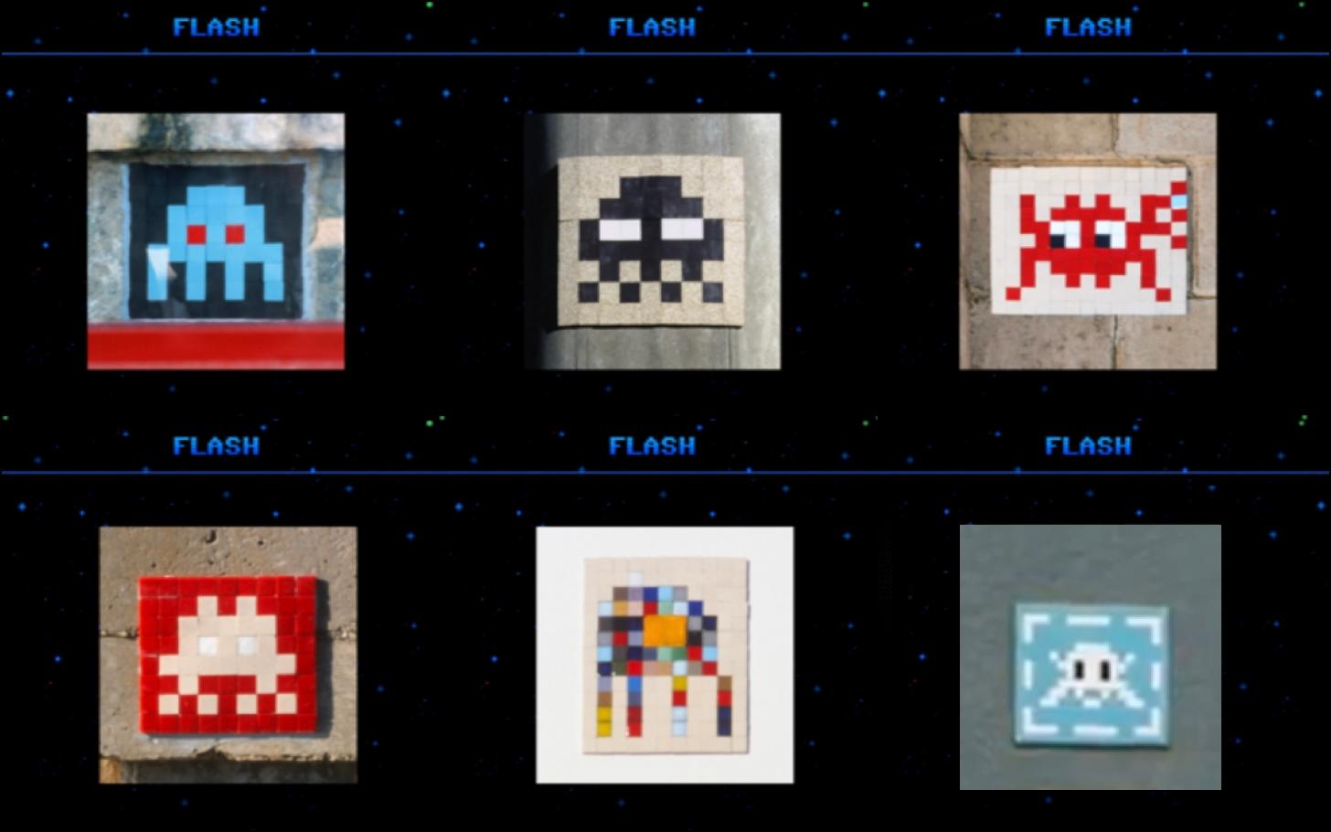 6 mosaïques "space invaders" que l'on peut trouver à Perth, en Australie Occidentale