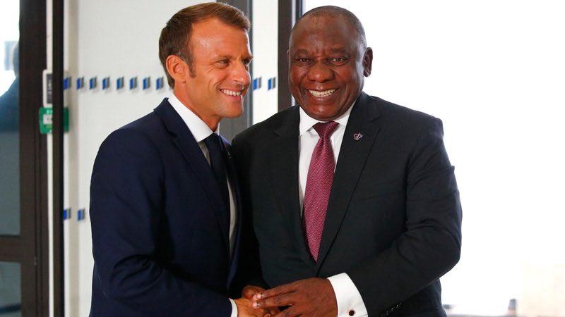 Le président français Macron et le président de la République Sud-Africaine Cyril Ramaphosa