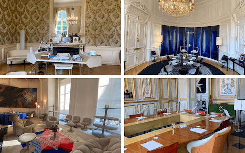 les salons de l'Elysée dont le bureau de la première Dame (en haut à gauche) 