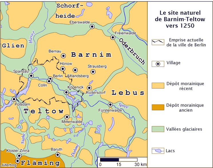 Les plateaux de Barnim et Teltow vers 1250