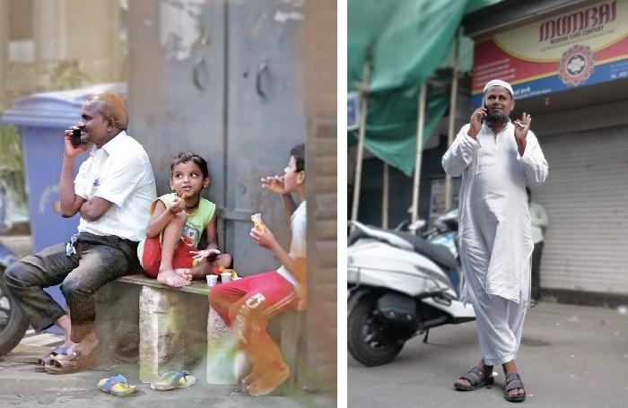 Personnes au téléphone dans la rue