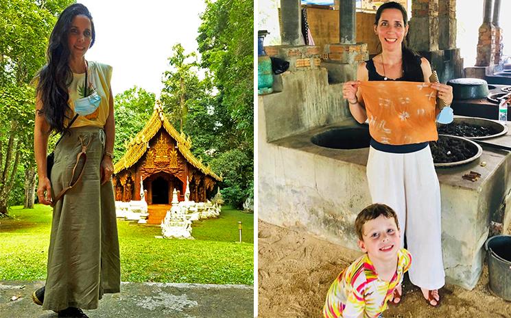 Deux photos d'Angelique Labrune en reperage en Thailande pour l'agence de voyage Les Voyages d'Angele