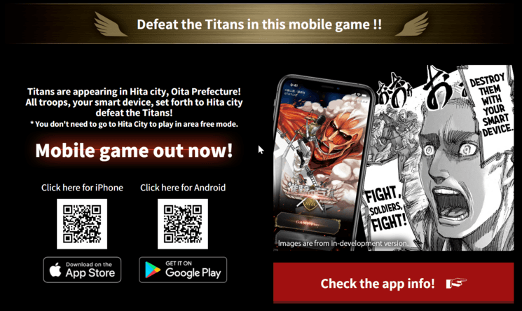 projet d'application pour chasser les titans