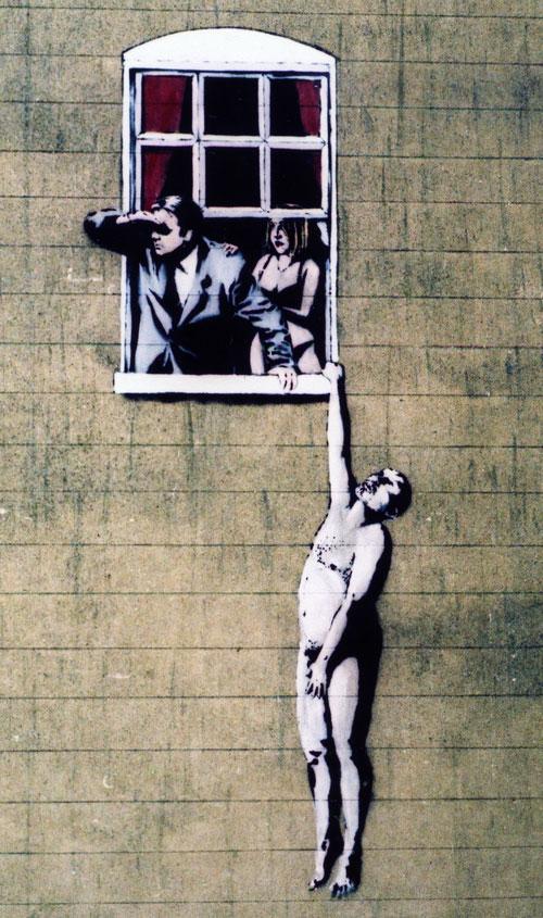 banksy Well Hung Lover Park Street 2006.