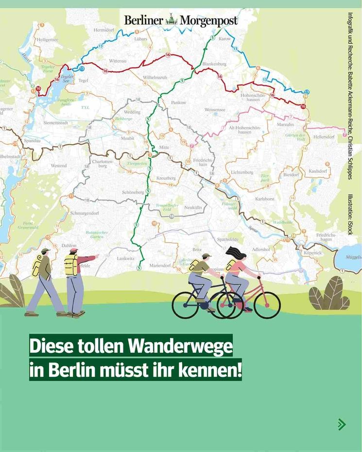 Carte du Berliner Morgenpost - Wanderwege von Berlin © Berliner Morgenpost - Facebook