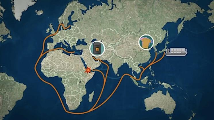 Nouveau chemin des bateaux entre Europe et Asie