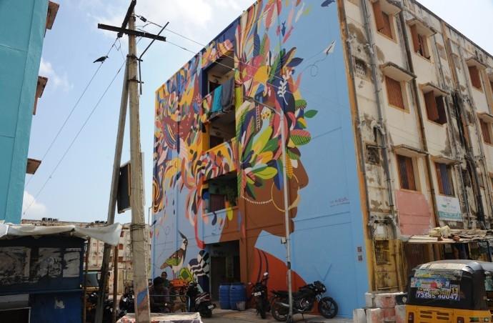 Mur peint par St+art India à Kannagi nagar Chennai