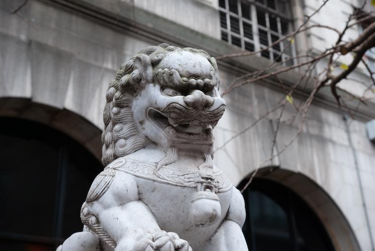 Chinatown Lions Statue Food Gerrard Street Chiens de Fo 