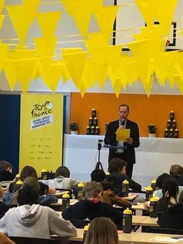 Dictée du Tour de France lue par Christian Prudhomme au Lycée Francais de Copenhague 