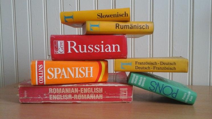 Photo de dictionnaires issus de plusieurs langues