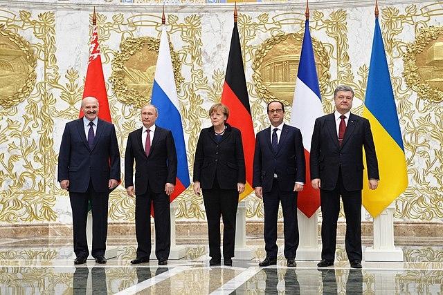 Dirigeants de la Biélorussie, de la Russie, de l'Allemagne, de la France et de l'Ukraine le 11 et 12 février 2015 à Minsk