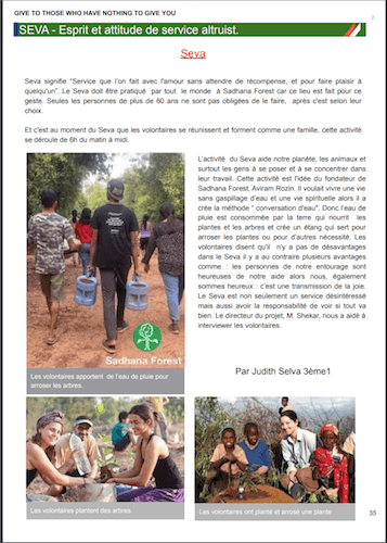 Dossier sadhana forest gazette ecoles francaises inde