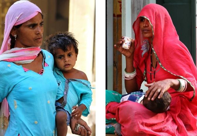 Femmes avec leur bébé en Inde