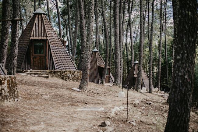 des Teepee dans la forêt