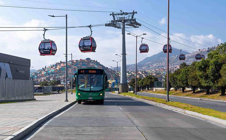 Ligne téléphérique dans la ville