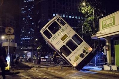 Accident tramway renversé Hong Kong