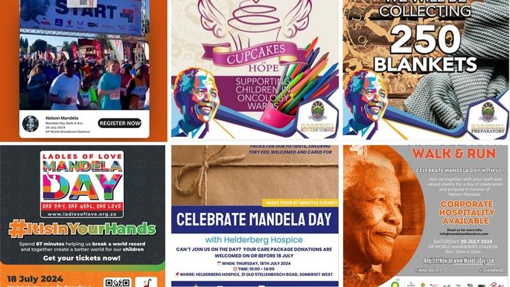 Affiches des actions prévues lors du Mandela International Day