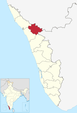 Carte du district de Wayanad dans le Kerala au sud de l'Inde