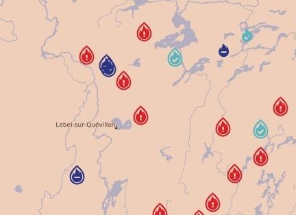 carte feux de forets Lebel sur Quévillon 